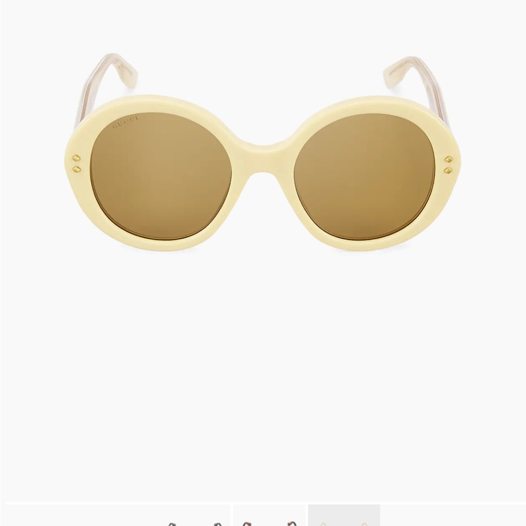Gucci Round Cream Frame Sunglasses With Brown Lenses